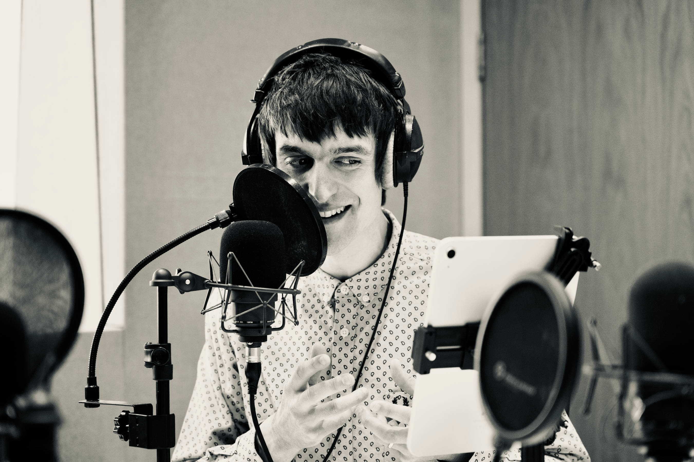 Tim recording the audiobook version of his new book.