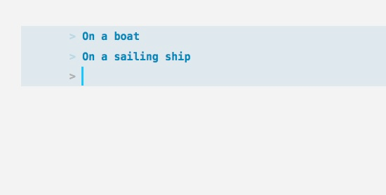 1-up: Auto-block-continuation (e.g. Code and Block Quotes)