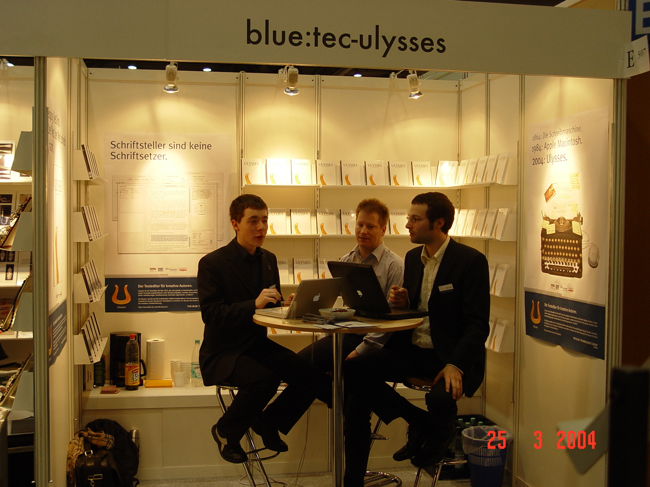 Ulysses booth at German book fair, 2004